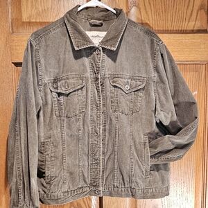 Eddie Bauer Olive Green Corduroy Trucker Jacket – XL